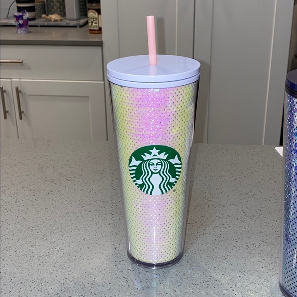Starbucks 2020 holiday tumbler sequins white